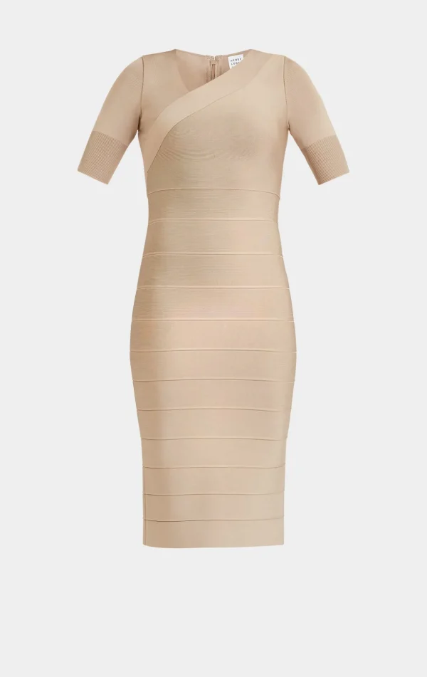 Women Hervé Léger Dresses-ASYMMETRIC STRAPPY ICON DRESS