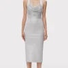 Women Hervé Léger Dresses-DISCO KNIT FRINGE MIDI DRESS