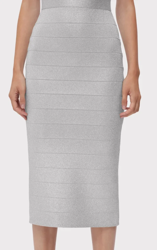 Women Hervé Léger Dresses-DISCO KNIT FRINGE MIDI DRESS