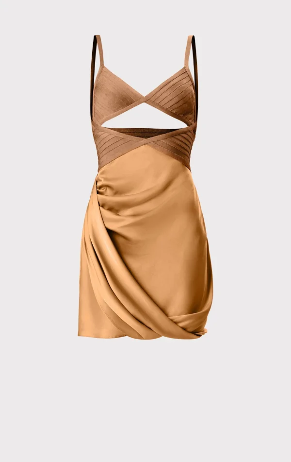 Women Hervé Léger Dresses-DRAPED CUTOUT MINI DRESS