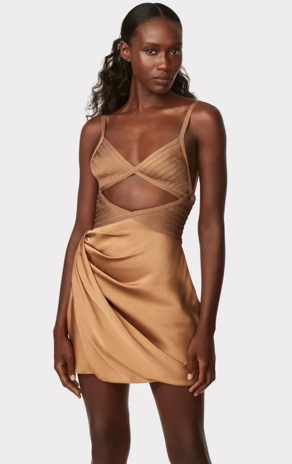 Women Hervé Léger Dresses-DRAPED CUTOUT MINI DRESS