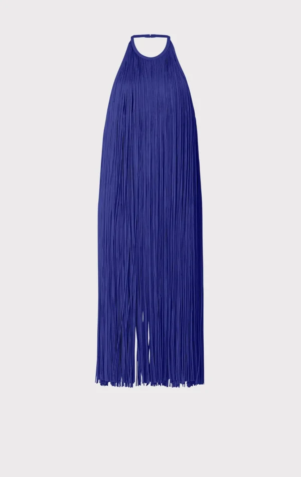 Women Hervé Léger Dresses-FRINGED HALTER MIDI DRESS
