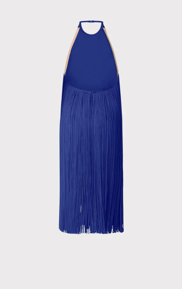 Women Hervé Léger Dresses-FRINGED HALTER MIDI DRESS