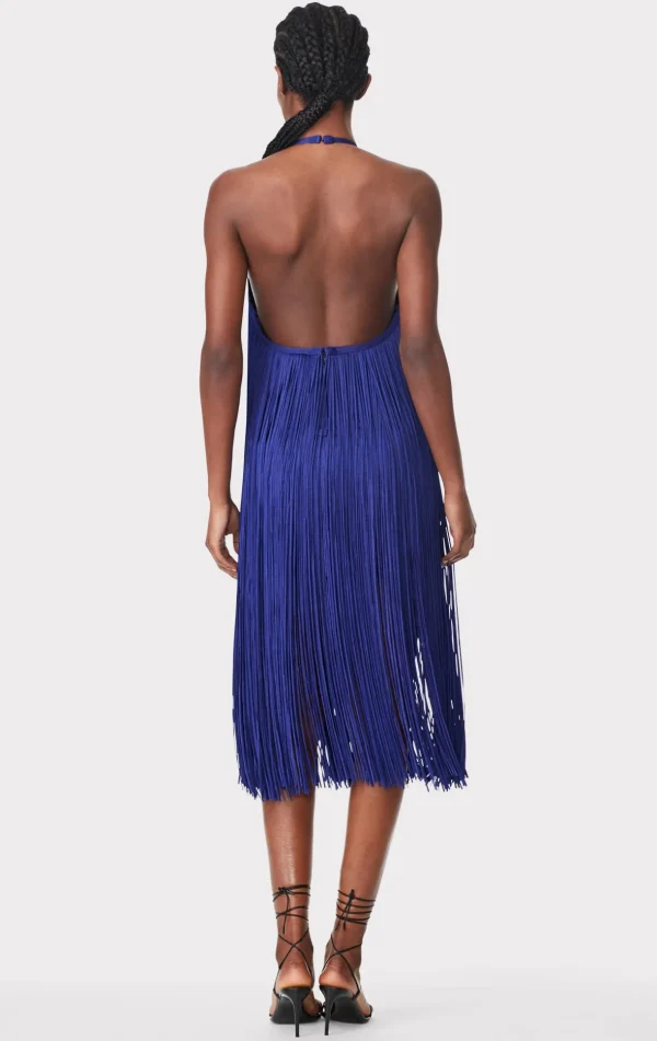 Women Hervé Léger Dresses-FRINGED HALTER MIDI DRESS