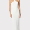 Women Hervé Léger Gowns-HALTER OTTOMAN GOWN W/ CRYSTAL TRIM