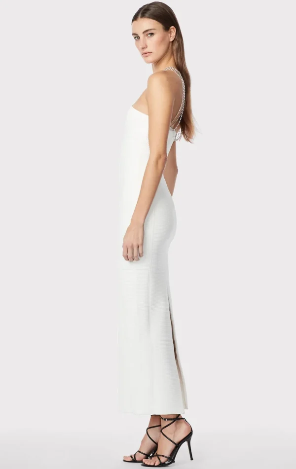 Women Hervé Léger Gowns-HALTER OTTOMAN GOWN W/ CRYSTAL TRIM