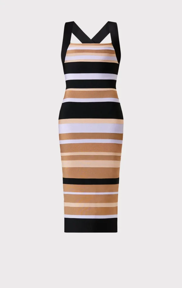 Women Hervé Léger Dresses-HERVÉ LÉGER X LAW ROACH STRIPED BANDAGE MIDI DRESS