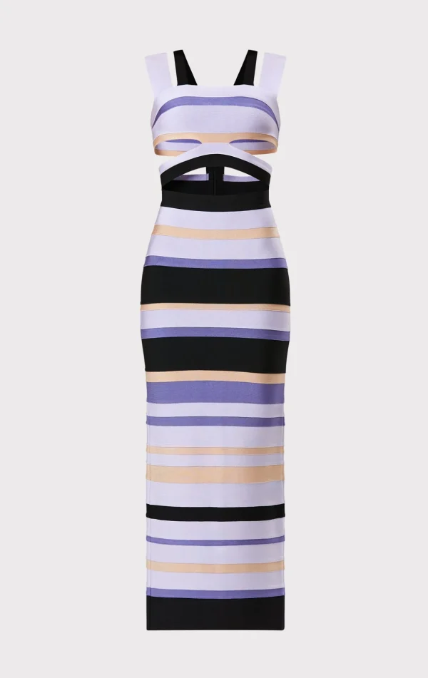Women Hervé Léger Dresses | Gowns-HERVÉ LÉGER X LAW ROACH STRIPED BANDAGE CUTOUT GOWN