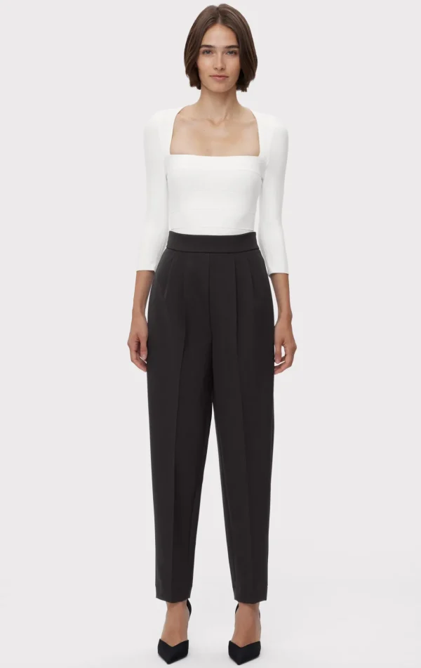 Women Hervé Léger Separates | Bottoms-HIGH WAIST PLEATED TAPERED PANTS
