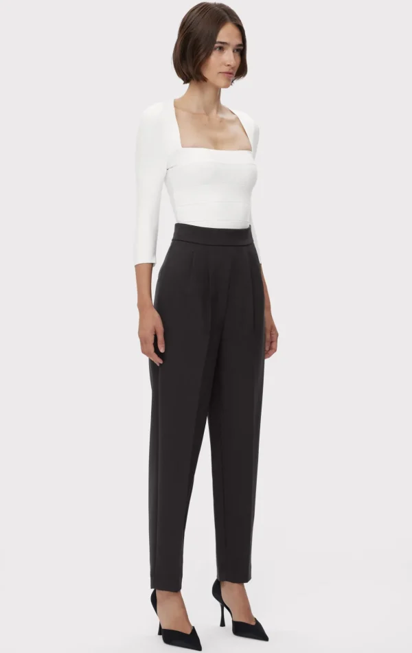 Women Hervé Léger Separates | Bottoms-HIGH WAIST PLEATED TAPERED PANTS