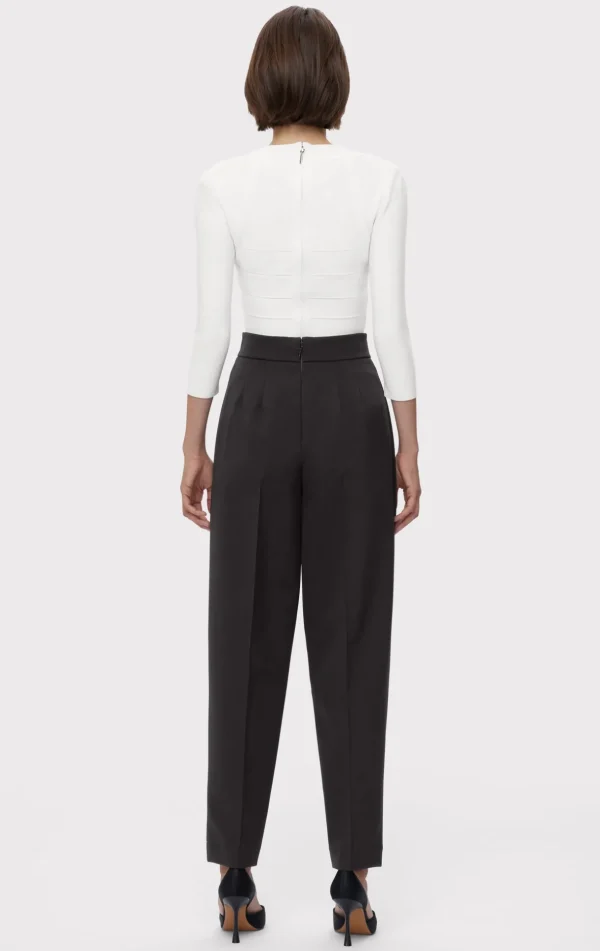 Women Hervé Léger Separates | Bottoms-HIGH WAIST PLEATED TAPERED PANTS