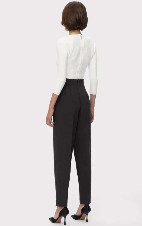 Women Hervé Léger Separates | Bottoms-HIGH WAIST PLEATED TAPERED PANTS