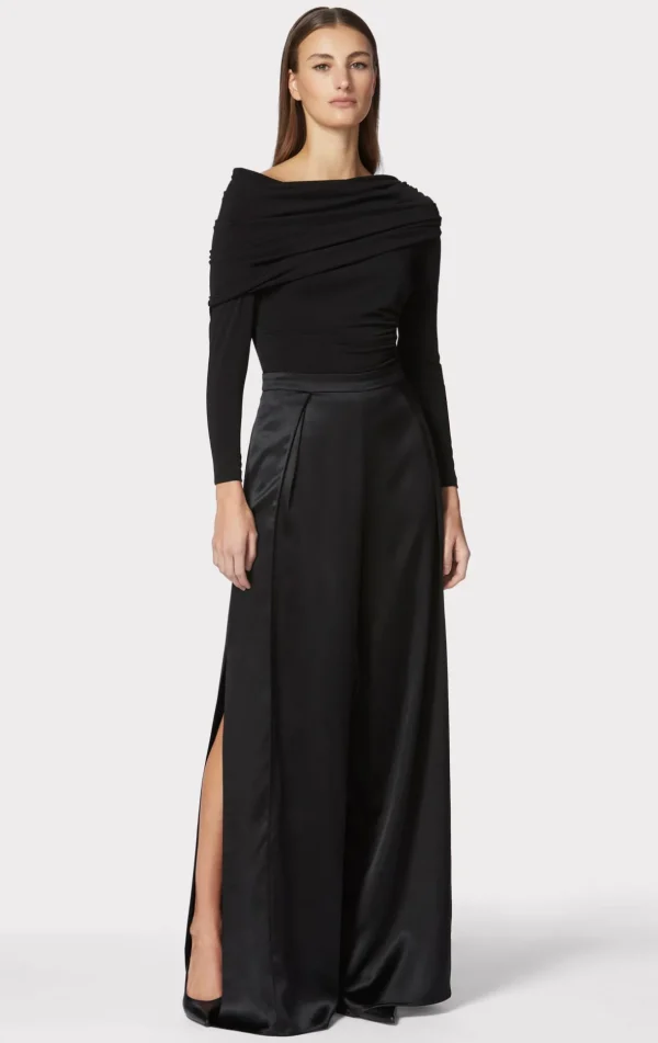 Women Hervé Léger Separates | Bottoms-ICON HIGH WAIST SILK WIDE LEG PANTS