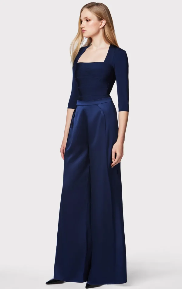 Women Hervé Léger Separates | Bottoms-ICON HIGH WAIST SILK WIDE LEG PANTS