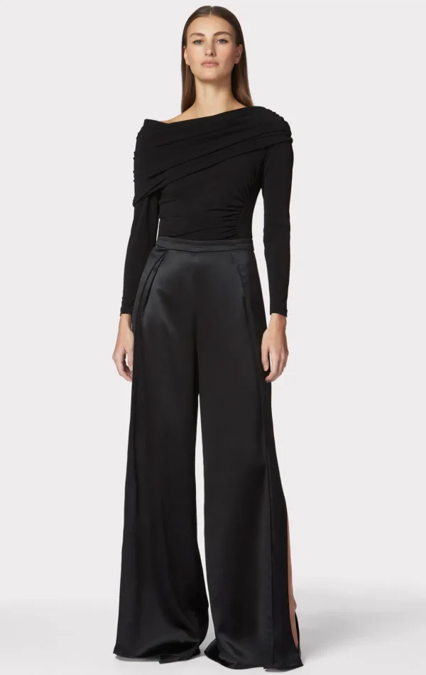 Women Hervé Léger Separates | Bottoms-ICON HIGH WAIST SILK WIDE LEG PANTS