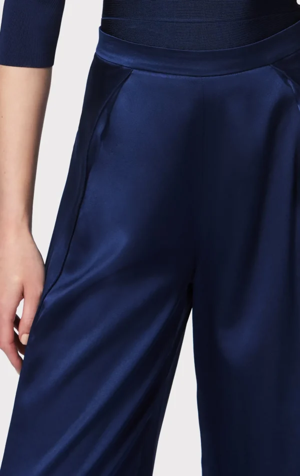 Women Hervé Léger Separates | Bottoms-ICON HIGH WAIST SILK WIDE LEG PANTS