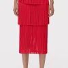 Women Hervé Léger Separates | Bottoms-ICON LAYERED FRINGE MIDI SKIRT