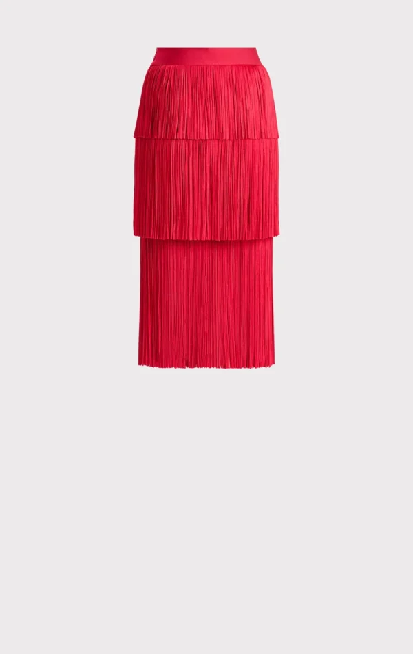 Women Hervé Léger Separates | Bottoms-ICON LAYERED FRINGE MIDI SKIRT