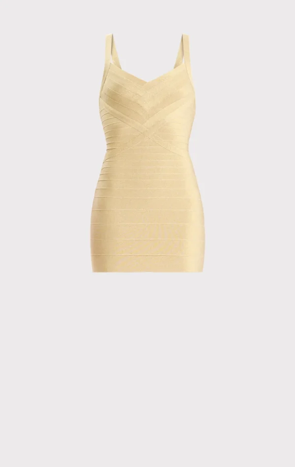 Women Hervé Léger Dresses-ICON METALLIC BANDAGE BUSTIER MINI DRESS