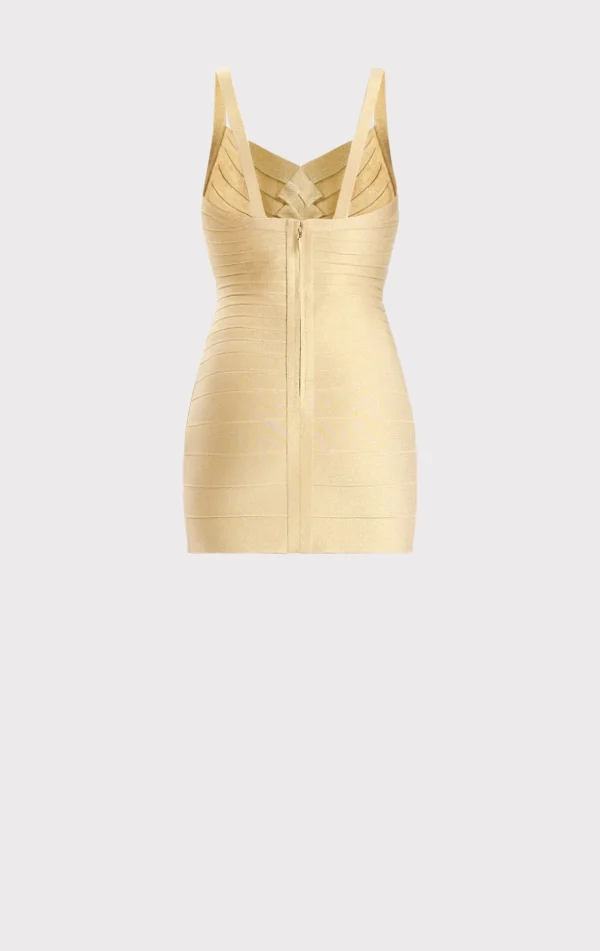 Women Hervé Léger Dresses-ICON METALLIC BANDAGE BUSTIER MINI DRESS