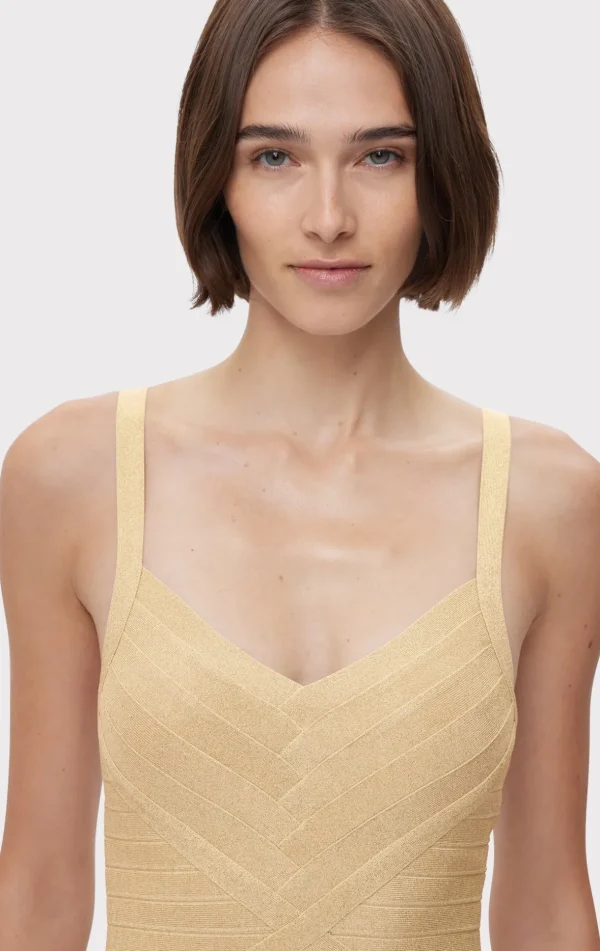 Women Hervé Léger Dresses-ICON METALLIC BANDAGE BUSTIER MINI DRESS