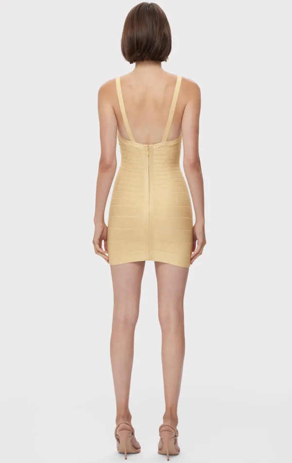 Women Hervé Léger Dresses-ICON METALLIC BANDAGE BUSTIER MINI DRESS