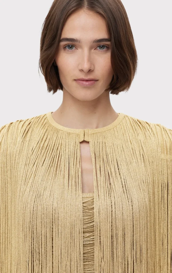 Women Hervé Léger Jackets | Separates-ICON METALLIC FRINGE CAPE