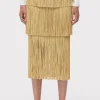 Women Hervé Léger Separates | Bottoms-ICON METALLIC LAYERED FRINGE MIDI SKIRT