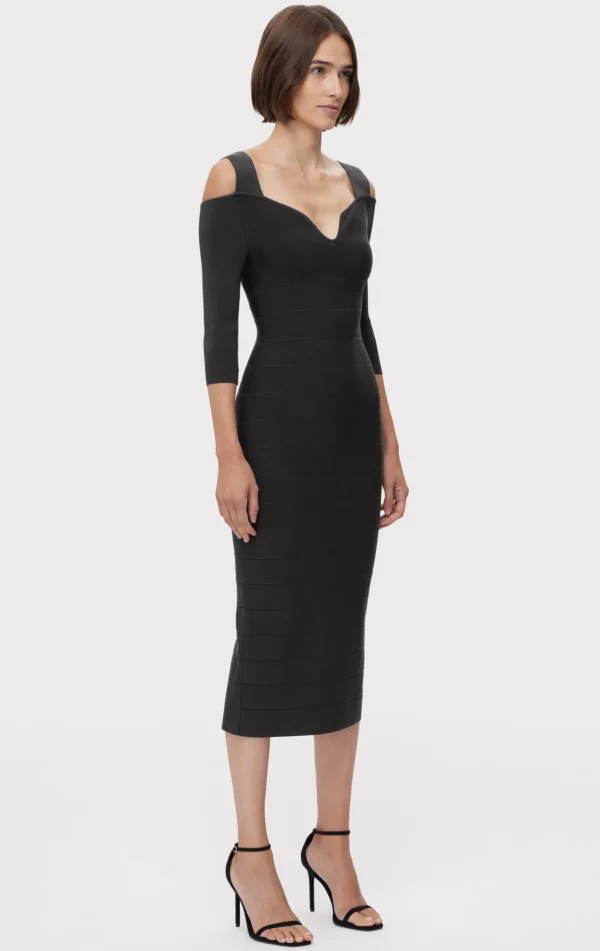 Women Hervé Léger Dresses-ICON NOTCHED BATEAU MIDI