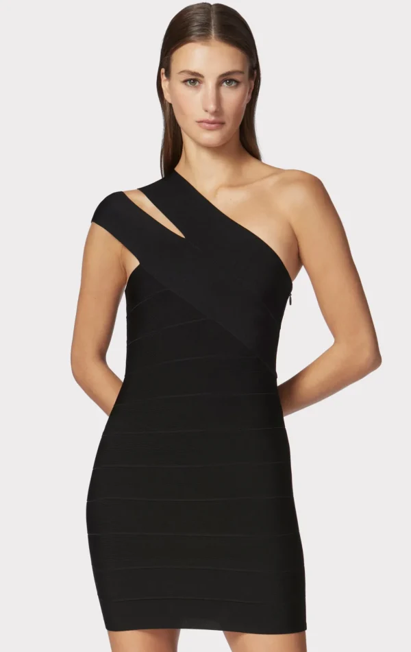 Women Hervé Léger Dresses-ICON ONE SHOULDER MINI DRESS