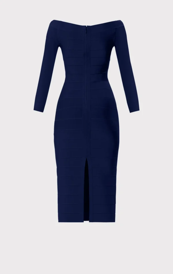 Women Hervé Léger Dresses-ICON SCOOP NECK MIDI DRESS