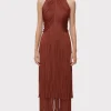 Women Hervé Léger Dresses | Gowns-METALLIC DRAPED FRINGE HALTER GOWN