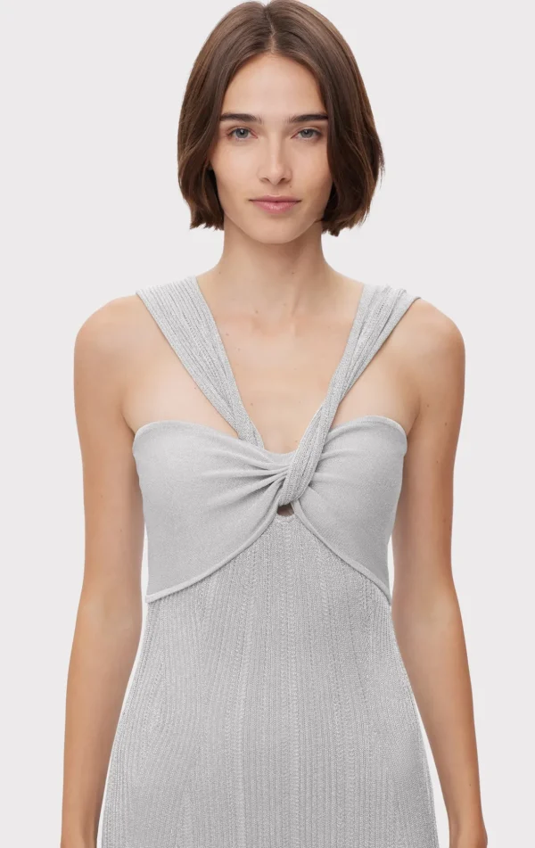 Women Hervé Léger Dresses | Gowns-METALLIC TEXTURED RIB GOWN