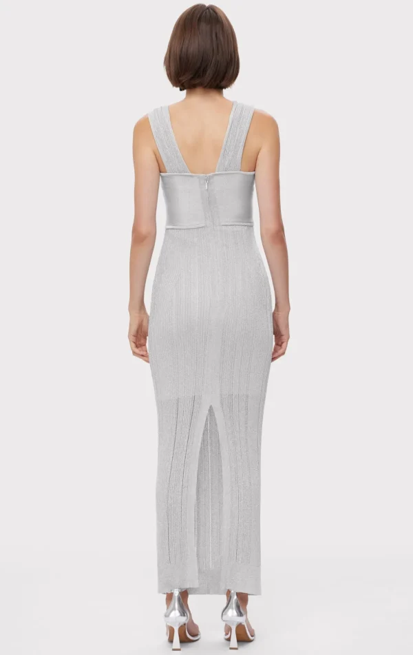 Women Hervé Léger Dresses | Gowns-METALLIC TEXTURED RIB GOWN