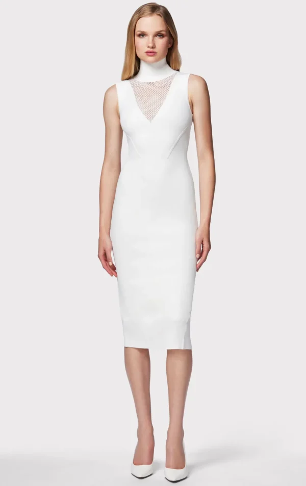 Women Hervé Léger Dresses-MIXED POINTELLE MIDI DRESS