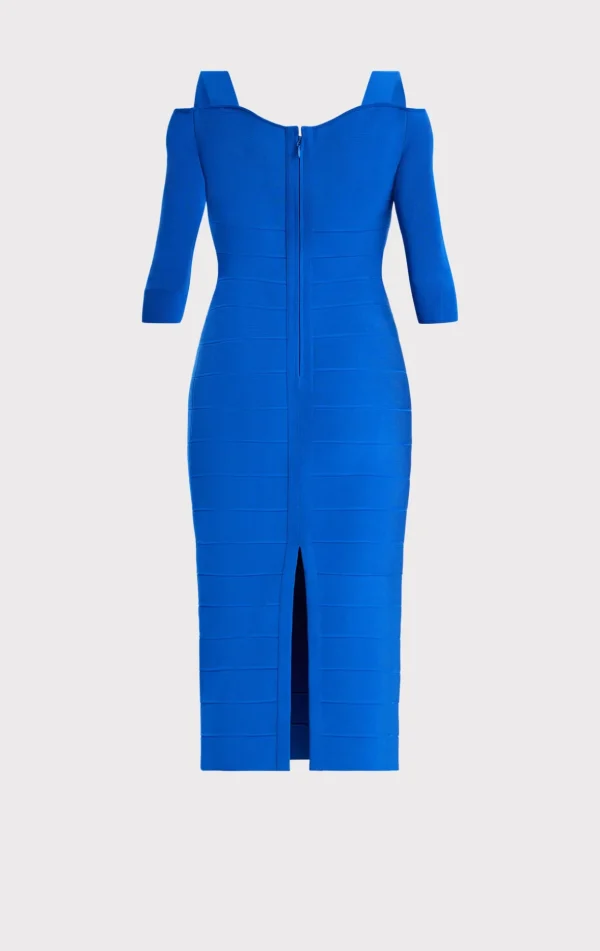 Women Hervé Léger Dresses-NOTCHED BATEAU MIDI DRESS