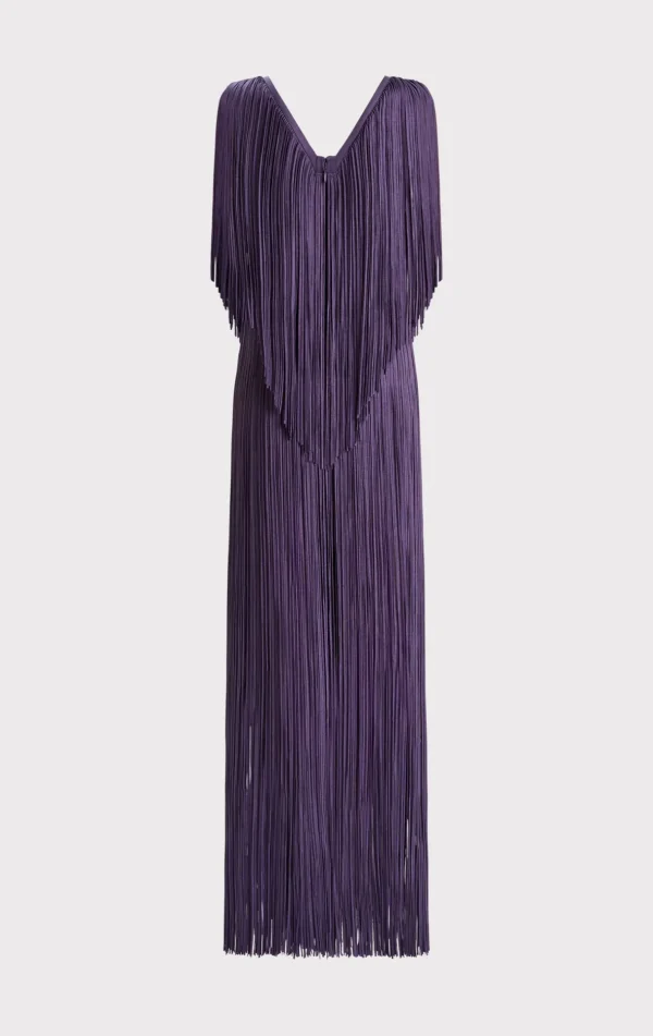 Women Hervé Léger Dresses | Gowns-PLUNGING FRINGE GOWN