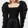 Women Hervé Léger Separates | Tops-RUCHED NYLON RUFFLE TOP