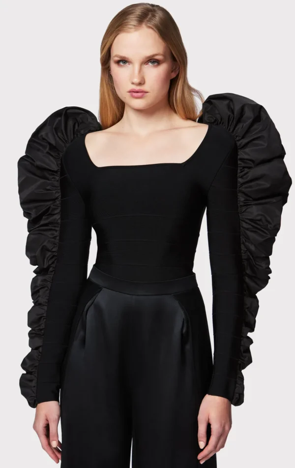 Women Hervé Léger Separates | Tops-RUCHED NYLON RUFFLE TOP