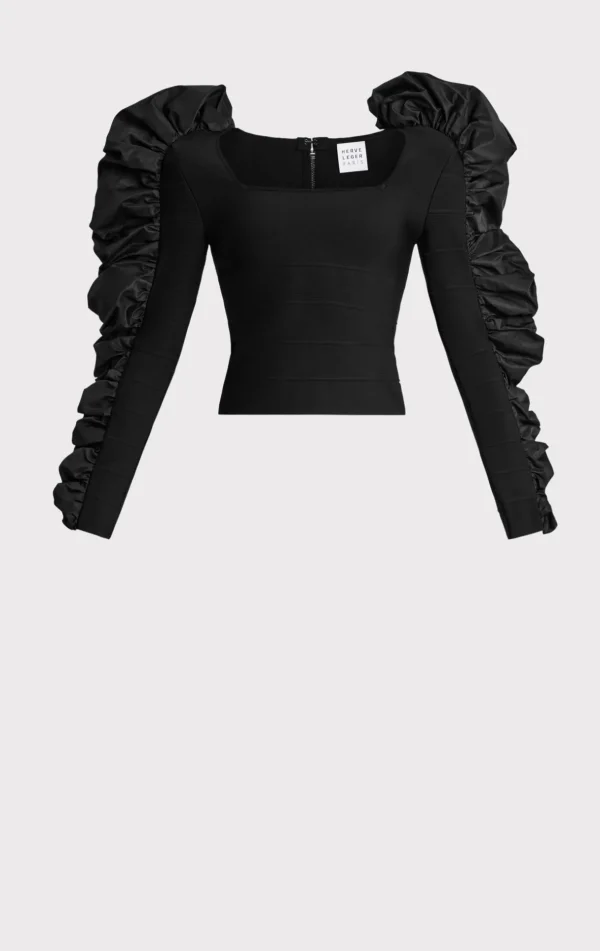 Women Hervé Léger Separates | Tops-RUCHED NYLON RUFFLE TOP