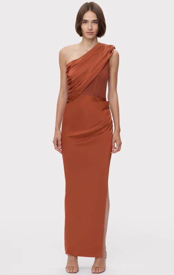 Women Hervé Léger Dresses | Gowns-RUCHED WOVEN COMBO GOWN