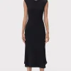 Women Hervé Léger Dresses-SHEER FLUTED STRIPE FLARE MIDI DRESS