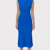 Women Hervé Léger Dresses-SHEER FLUTED STRIPE FLARE MIDI DRESS