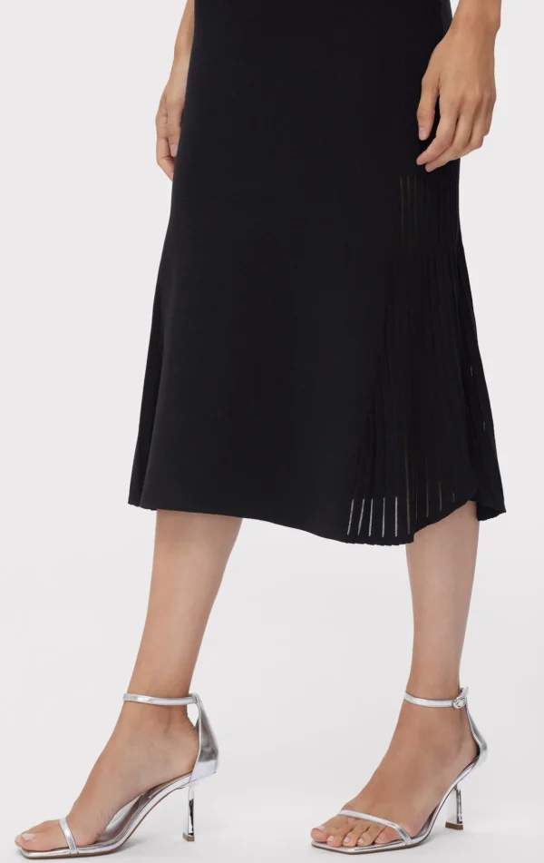 Women Hervé Léger Dresses-SHEER FLUTED STRIPE FLARE MIDI DRESS