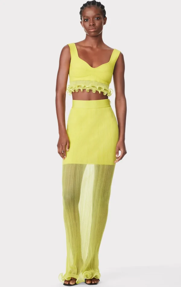 Women Hervé Léger Separates-SHEER LAYERED MAXI SKIRT WITH RUFFLE