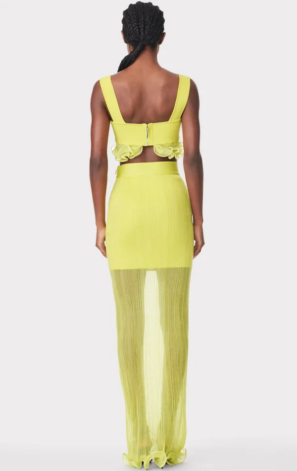Women Hervé Léger Separates-SHEER LAYERED MAXI SKIRT WITH RUFFLE