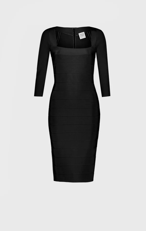 Women Hervé Léger Dresses-SQUARE NECK ICON DRESS