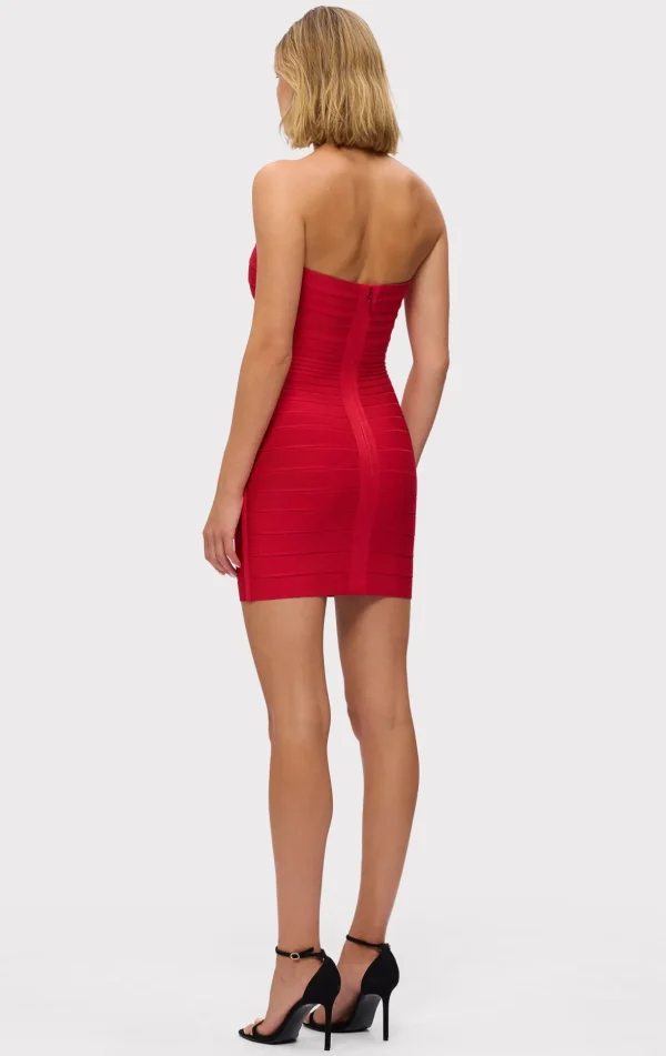 Women Hervé Léger Dresses-STRAPLESS BANDAGE MINI DRESS