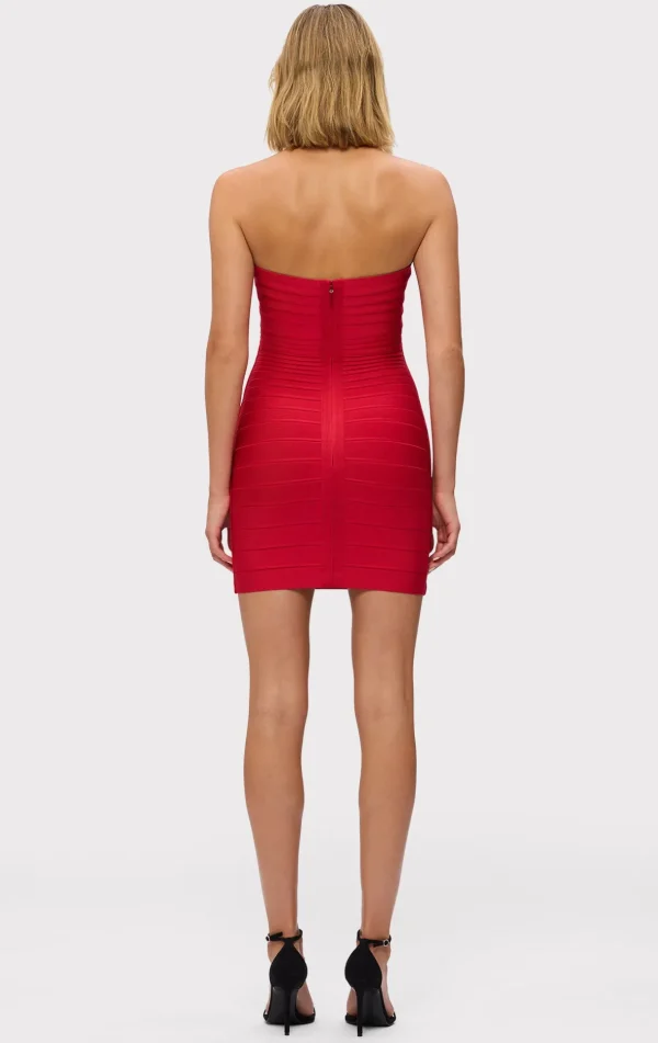 Women Hervé Léger Dresses-STRAPLESS BANDAGE MINI DRESS