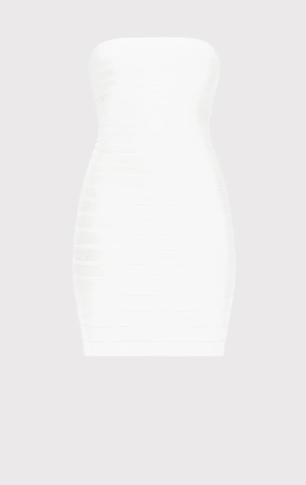 Women Hervé Léger Dresses-STRAPLESS BANDED MINI DRESS